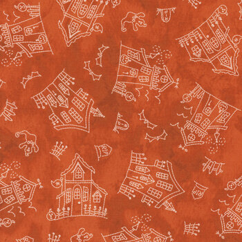 Spooky Stitches MAS10870-O Orange by Robin Kingsley for Maywood Studio, Image