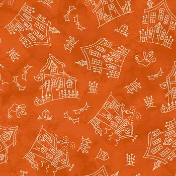 Spooky Stitches MAS10870-O Orange by Robin Kingsley for Maywood Studio, Image