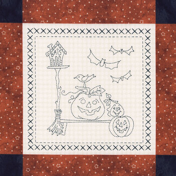 Spooky Stitches MAS10879-O Orange by Robin Kingsley for Maywood Studio, Image
