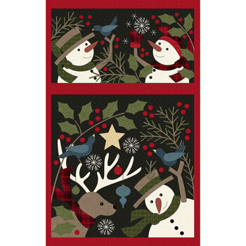 Holly Jolly Flannel MASF10890-J Panel Black by Bonnie Sullivan for Maywood Studio, Image