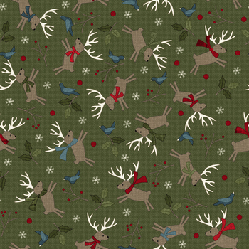 Holly Jolly Flannel MASF10893-G Green by Bonnie Sullivan for Maywood Studio, Image