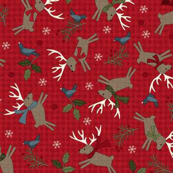 Holly Jolly Flannel MASF10893-R Red by Bonnie Sullivan for Maywood Studio, Image