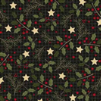 Holly Jolly Flannel MASF10894-J Black by Bonnie Sullivan for Maywood Studio, Image