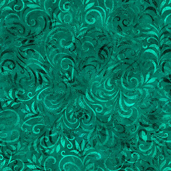 Color Essence Blooming Vine 31095-Q Teal by Quilting Treasures Fabrics, Image