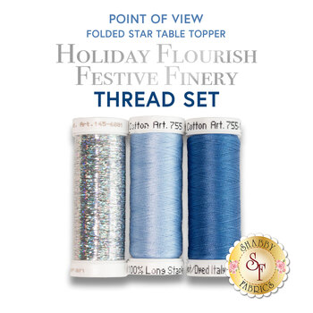  Point of View Folded Star Table Topper - Holiday Flourish Festive Finery - 3pc Thread Set, Image