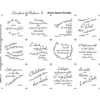 Comfort of Psalms II Panel - Charm Square Friendly - White, Image