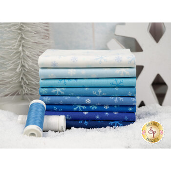 Snowflake  8 FQ Set by Andover Fabrics, Image