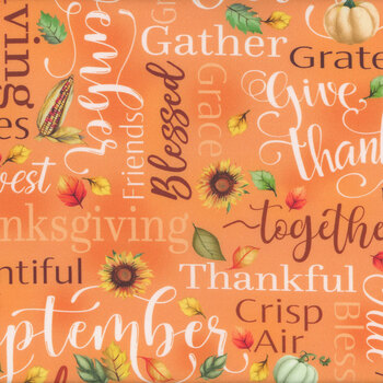 Give Thanks 14935-38 Orange by Nicole Decamp for Benartex, Image