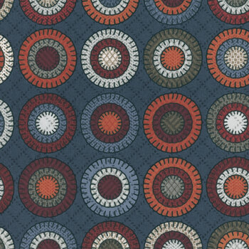 Prairie Gatherings Flannel 49301-16F Indigo Panel by Primitive Gatherings for Moda Fabrics, Image