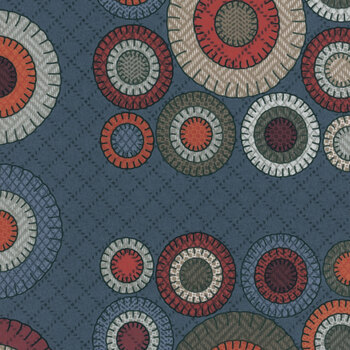 Prairie Gatherings Flannel 49319-16F Indigo Panel by Primitive Gatherings for Moda Fabrics, Image