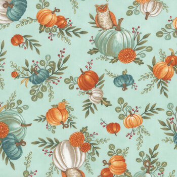 I Love Fall Most Of All 56140-14 Dark Aqua by Deb Strain for Moda Fabrics, Image