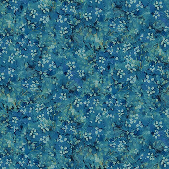 Forest Whisper FLEUR-CD3687 COBALT by Timeless Treasures Fabrics, Image