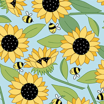 Sunny Honey A-1574-B Blue by Amy Latta for Andover Fabrics, Image