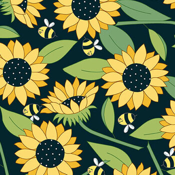 Sunny Honey A-1574-K Black by Amy Latta for Andover Fabrics, Image