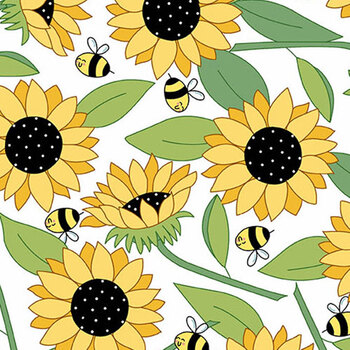 Sunny Honey A-1574-L White by Amy Latta for Andover Fabrics, Image