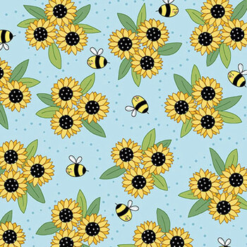 Sunny Honey A-1575-B Blue by Amy Latta for Andover Fabrics, Image