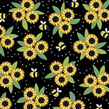 Sunny Honey A-1575-K Black by Amy Latta for Andover Fabrics, Image