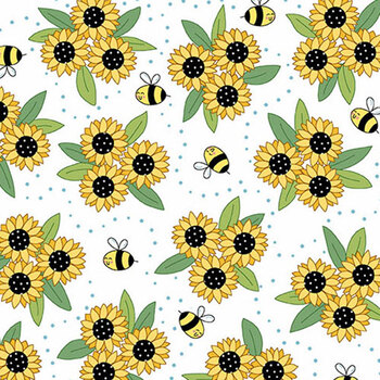 Sunny Honey A-1575-L White by Amy Latta for Andover Fabrics, Image