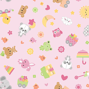 Bundle of Joy Flannel F16780-PINK by Doodlebug Design for Riley Blake Designs, Image