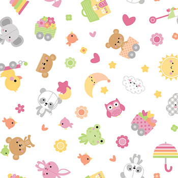 Bundle of Joy Flannel F16780-WHITE by Doodlebug Design for Riley Blake Designs, Image