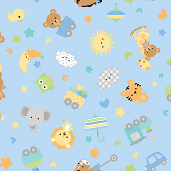 Special Delivery Flannel F16783-BLUE by Doodlebug Design for Riley Blake Designs, Image