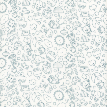 Special Delivery Flannel F16784-WHITE by Doodlebug Design for Riley Blake Designs, Image