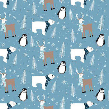 Designer Flannel - Winter Magic F16786-BLUE by Dani Mogstad for Riley Blake Designs, Image