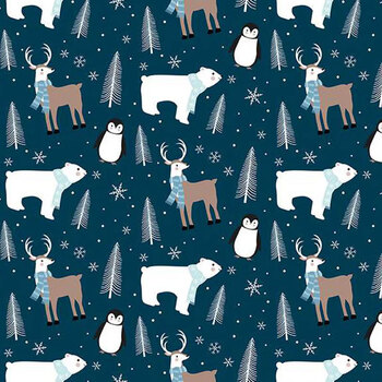 Designer Flannel - Winter Magic F16786-NAVY by Dani Mogstad for Riley Blake Designs, Image