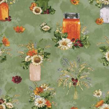 Harvest Blooms 30101-778 Sage by Beth Grove for Wilmington Prints, Image