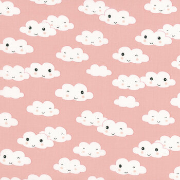 Rainbow Dreams 43021-319 Clouds All Over Pink by Jenny Faw for Wilmington Prints, Image