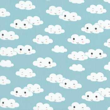 Rainbow Dreams 43021-419 Clouds All Over Blue by Jenny Faw for Wilmington Prints, Image
