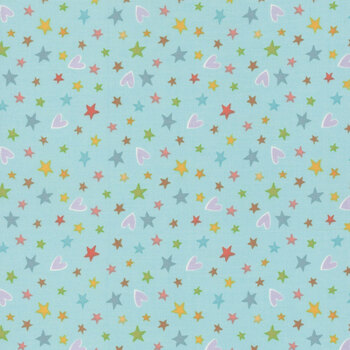 Rainbow Dreams 43022-453 Stars and Hearts Blue by Jenny Faw for Wilmington Prints, Image