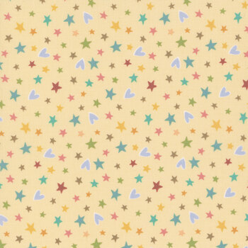 Rainbow Dreams 43022-553 Stars and Hearts Yellow by Jenny Faw for Wilmington Prints, Image