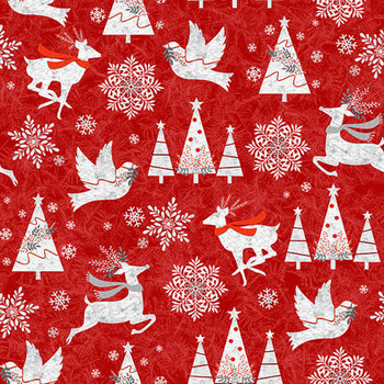 Blizzard Fun 2052-88 Red by Jan Shade Beach for Henry Glass Fabrics, Image