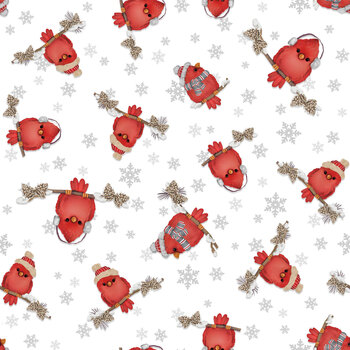 Pinecone Ridge Lodge 2126-08 White/Red by Shelly Comiskey for Henry Glass Fabrics, Image