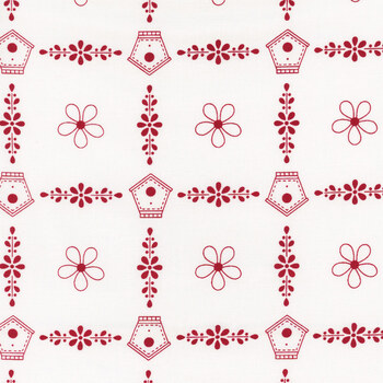 Redberry Lane 3491-18 White by Gail Pan for Henry Glass Fabrics, Image