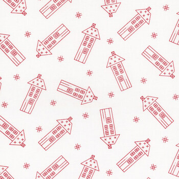 Redberry Lane 3492-18 White by Gail Pan for Henry Glass Fabrics, Image