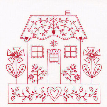 Redberry Lane 3495P-80 Panel Red by Gail Pan for Henry Glass Fabrics, Image