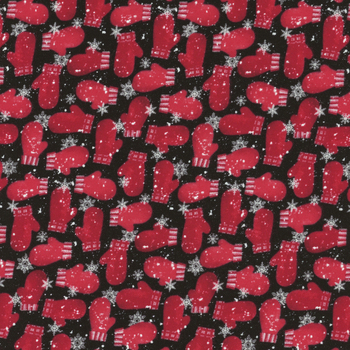 Snow Crew Flannel F1287-98 Black by Barb Tourtillotte for Henry Glass Fabrics, Image