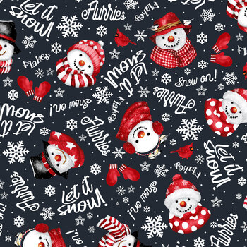 Snow Crew Flannel 1289-98 Black by Barb Tourtillotte for Henry Glass Fabrics, Image