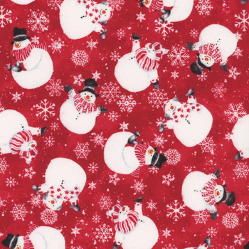 Snow Crew Flannel F1290-88 Red by Barb Tourtillotte for Henry Glass Fabrics, Image
