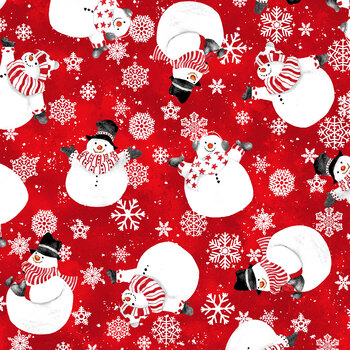 Snow Crew Flannel 1290-88 Red by Barb Tourtillotte for Henry Glass Fabrics, Image