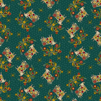 Pennyberry Farm 2002-77 Deep Teal by Kim Diehl for Henry Glass Fabrics, Image