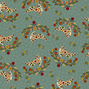 Pennyberry Farm 2003-11 Medium Blue by Kim Diehl for Henry Glass Fabrics, Image