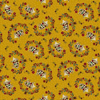 Pennyberry Farm 2005-44 Yellow by Kim Diehl for Henry Glass Fabrics, Image