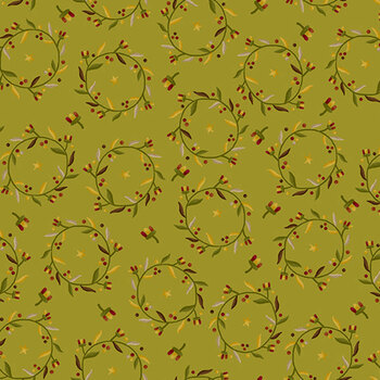 Pennyberry Farm 2008-66 Green by Kim Diehl for Henry Glass Fabrics, Image