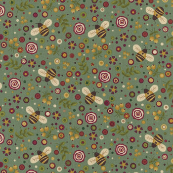 Pennyberry Farm 2010-77 Medium Teal by Kim Diehl for Henry Glass Fabrics, Image