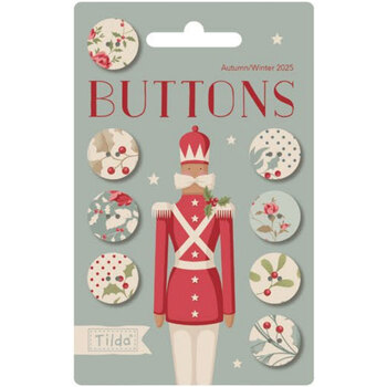 Merry Little Christmas TIL400072 8pc Button Pack - 16mm by Tilda, Image