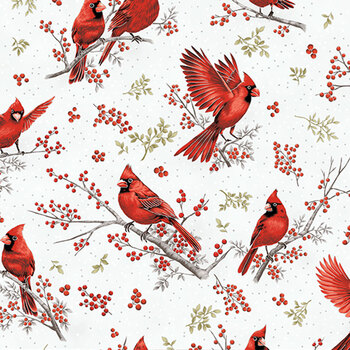 Berries and Birch X7796-176S Ice Silver by Hoffman Fabrics, Image