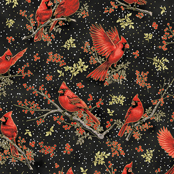 Berries and Birch X7796-4G Black Gold by Hoffman Fabrics, Image